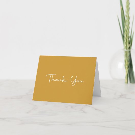 Minimale Mustard Yellow Script-kalligrafie Bedankkaart (Voorkant)