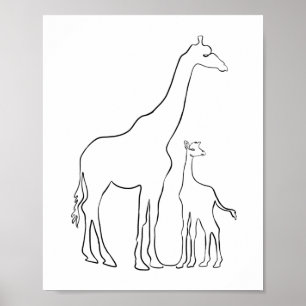 Minimale muurmuur van moeder en Baby Giraffe Poster
