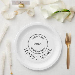 Minimale naam aangepast Logo hotel om het even wel Papieren Bordje