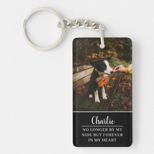 Minimale naam Aangepaste foto Pet Memorial Sleutelhanger (Voorkant)