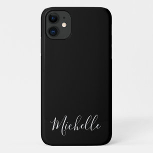 Minimale naam eenvoudig zwart zwart wit iPhone 11 hoesje