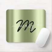 Minimale naam Monogram Mint Green Black Muismat (Met muis)