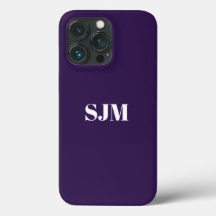 Minimale naam van aangepast monogram donker violet iPhone 13 pro hoesje