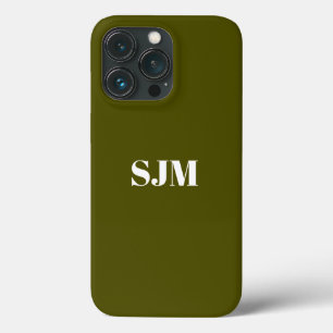 Minimale naam van aangepast monogram olijfmos groe iPhone 13 pro hoesje