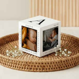 Minimale naam van Baby en geboorte — Fototoetsenbo Kubus