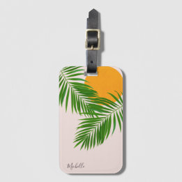 Minimale naam van de tropische zonnepalm Retro Tro Bagagelabel