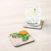 Minimale naam van de tropische zonnepalm Retro Tro Bier Onderzetter (Rechterzijde)