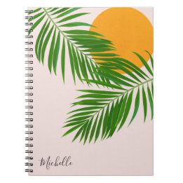 Minimale naam van de tropische zonnepalm Retro Tro Notitieboek