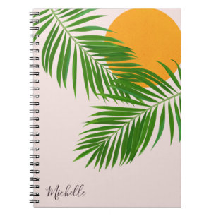 Minimale naam van de tropische zonnepalm Retro Tro Notitieboek