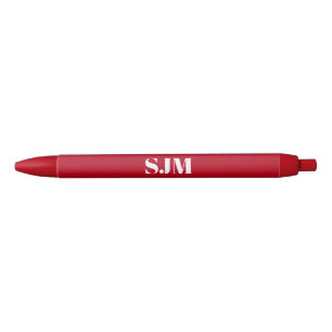 Minimale naam van het rode monogram initiaal zwarte inkt pen