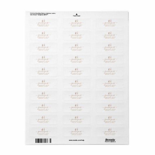 Minimale naam van modern Gold Monogram Etiket (Full Sheet)