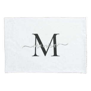 Minimale naam zwart-wit monogramme kussensloop