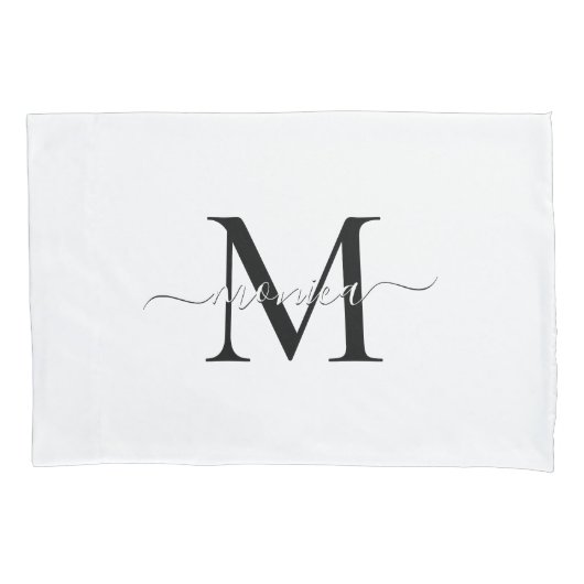 Minimale naam zwart-wit monogramme kussensloop (Voorkant)