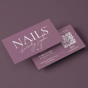 Minimale nageltechnicus nagels studio stoffig roze visitekaartje
