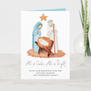 Minimale nativiteitsscène alles is kalm feestdagen kaart