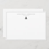 Minimale Nautical Bell Custom Note Card Notitiekaartje (Voorkant / Achterkant)