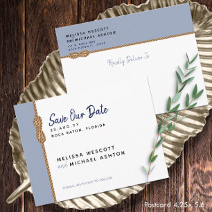 Minimale Nautical Navy Dusty Blue bewaar de datum Aankondigingskaart