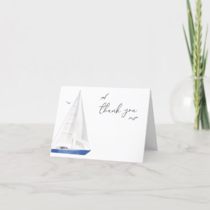 Minimale Nautical Sailboat Baby shower Ahoy Boy's Bedankkaart