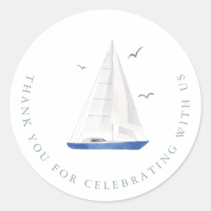 Minimale Nautical Sailboat Baby shower Ahoy Boy's Ronde Sticker
