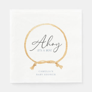 Minimale Nautical Sailboat Baby shower Ahoy Boy's Servet