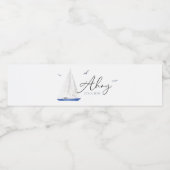 Minimale Nautical Sailboat Baby shower Ahoy Boy's Waterfles Etiket (Enkel label)