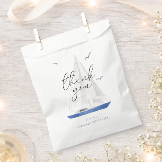 Minimale nautische zeilboot Ahoy Boy's Dank u Bedankzakje (Geknipt)