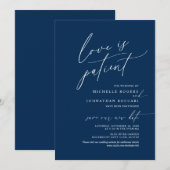 Minimale Navy, Liefde in geduld, trouwen uitgestel Kaart (Voorkant / Achterkant)