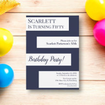 Minimale Navyblauwe Witte Elegante Chic 50e Verjaa