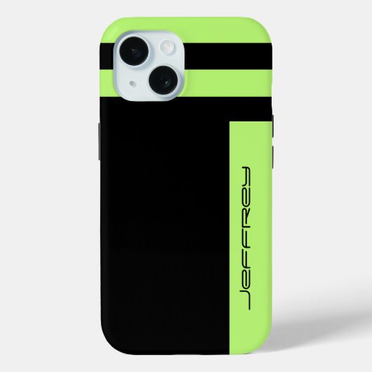 Minimale Neon Green en Black Simple Modern Stripe Case-Mate iPhone Case (Achterkant)