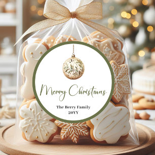 Minimale Neutrale Kerst Aangepaste Familienaam   Ronde Sticker