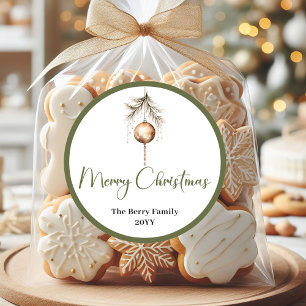 Minimale Neutrale Kerst Familie Naam Sticker Zegel