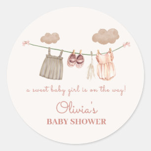 Minimale Neutrale Roze Boho Baby Meisje Kleding Do Ronde Sticker