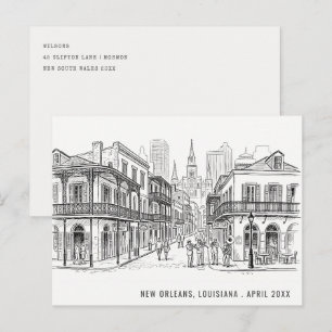 Minimale New Orleans Louisiana schets reis Briefkaart