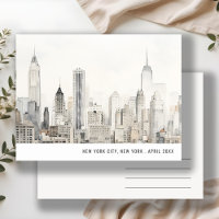 Minimale New York City Skyline Aquarel Reis 