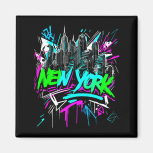 Minimale New York Skyline Punk Grunge Magneet