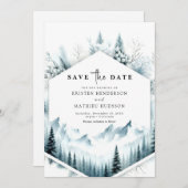 Minimale niet-foto berg bruiloft save the date (Voorkant / Achterkant)