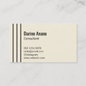 Minimale Off white & Black Striped Professional Visitekaartje (Achterkant)