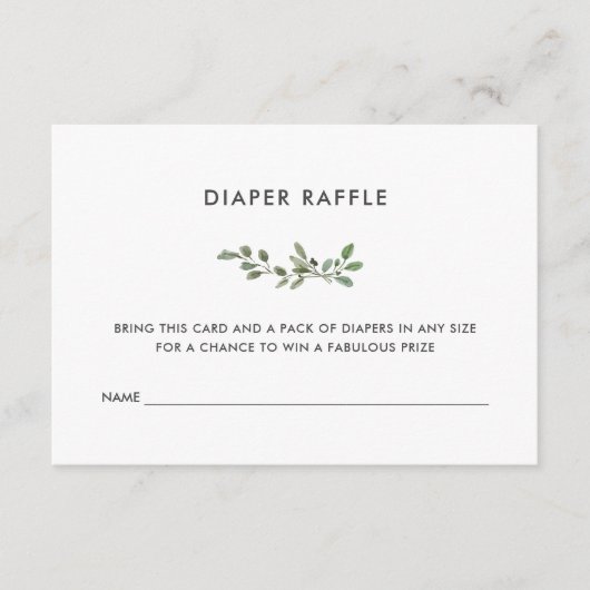 Minimale olievlek | Baby shower Diaper Raffle Informatiekaartje (Voorkant)