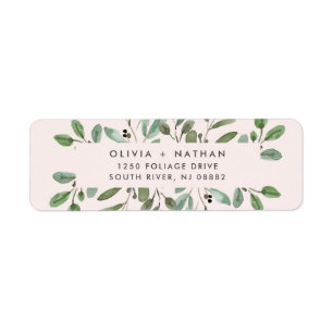 Minimale olievlek Blush roze bruiloft Etiket