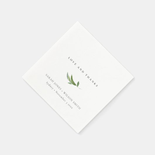 Minimale olievlek Greenery Wedding Bedankt Servet (Hoek)