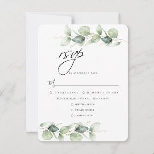 Minimale olievlek met eucalyptus Botanical Wedding RSVP Kaartje