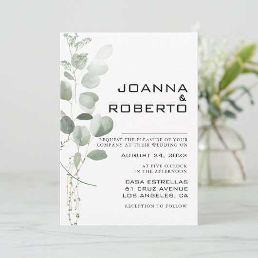 Minimale olievlek met eucalyptus kaart (Staand voorkant)