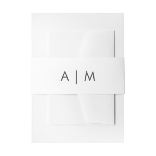 Minimale olievlek   Monogram witte bruiloft Uitnodigingen Wikkel