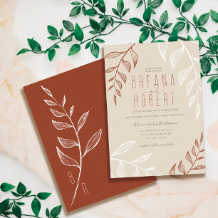 Minimale olievlek Rust Cream Wedding Kaart