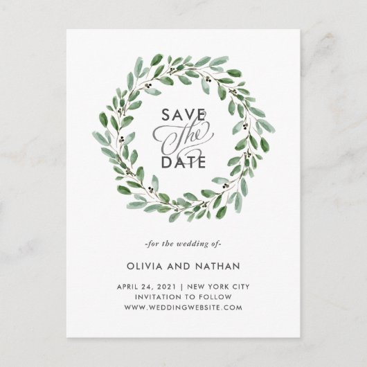 Minimale olievlek | Weddenschap Save the Date Aankondigingskaart (Voorkant)