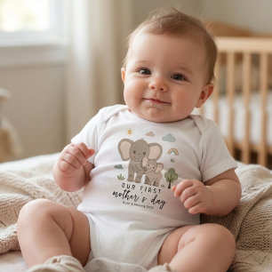 Minimale Olifant Moeder Baby Eerste Moederdag Romper