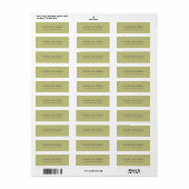 Minimale Olijfgroene en grijze bruiloft gepersonal Etiket (Full Sheet)