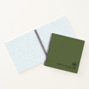 Minimale olijfolie van klassieke monogram notitieboek