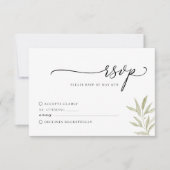 Minimale Olive Branch Wedding RSVP Kaart (Voorkant)