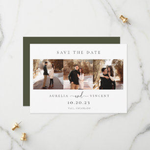 Minimale Olive Green Weddenfoto Save The Date